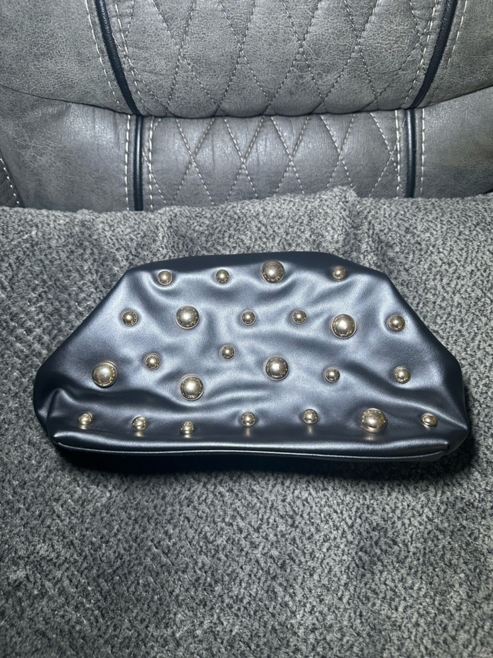 a new day Black Clutch with Gold Stud Accents